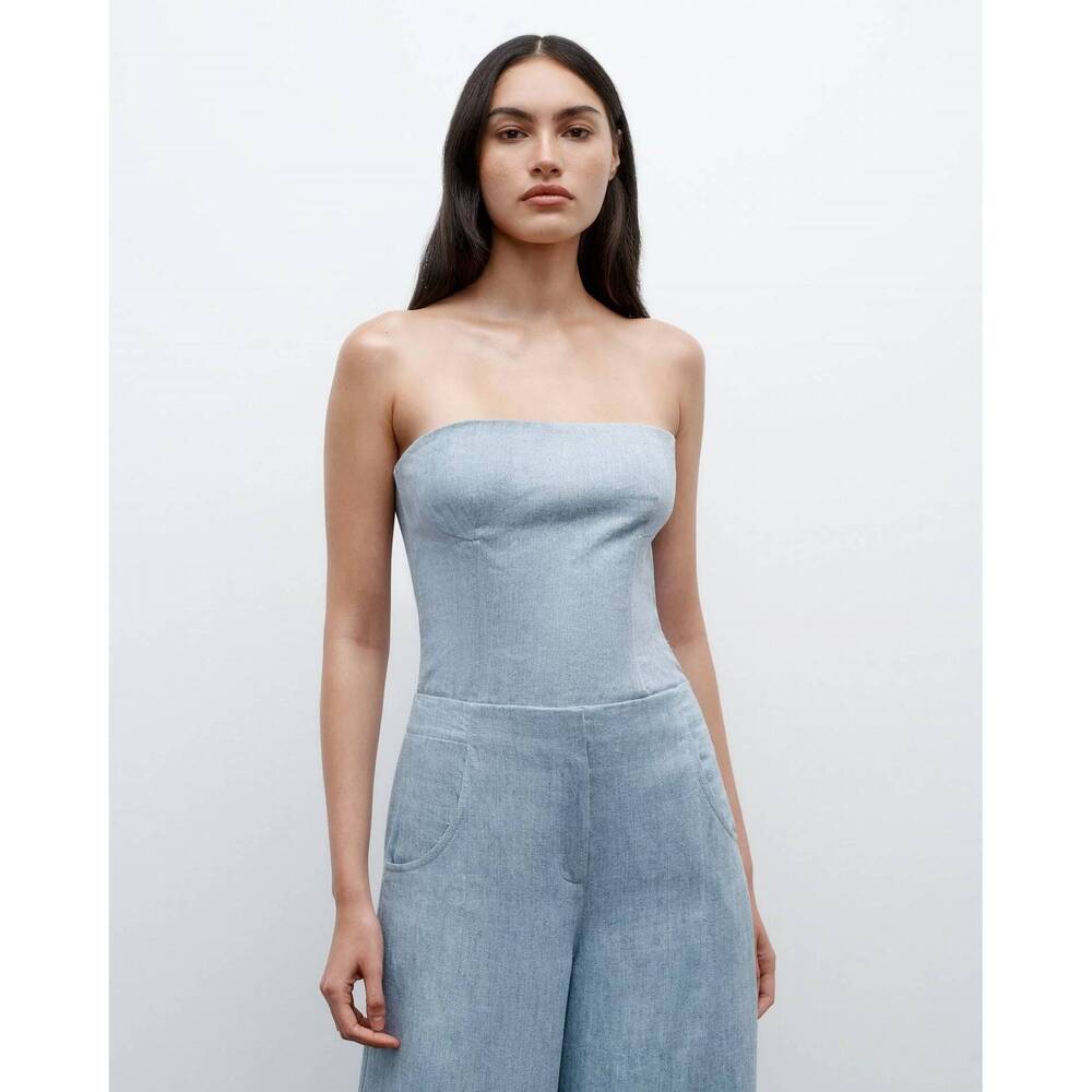 NEW TWP jillian bustier top in light indigo